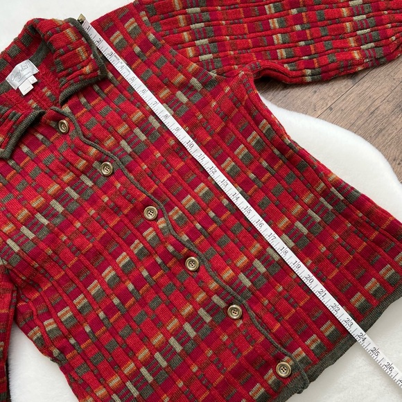 Cherry Lewis Vintage 100% Wool Cardigan Sweater Made in England Red Oliv… - Picture 17 of 17